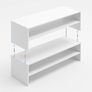 Whitmor Stackable 31 Extra Wide 2-Shelf Storage Organizer, White,2 Pack