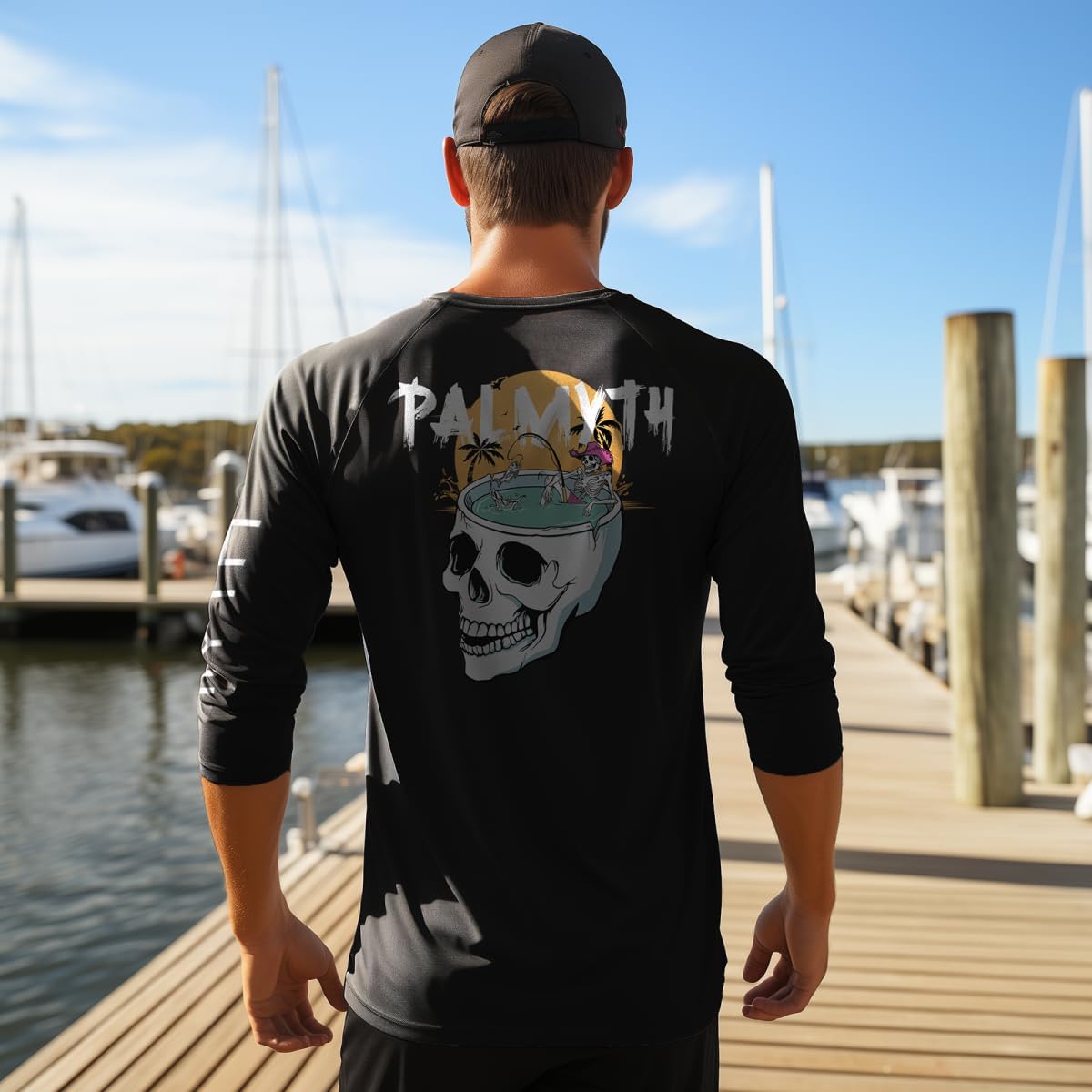 Palmyth Mens Fishing Shirts Sun Protection T-Shirts UV UPF 50+ Long Sleeve Rash Guard Tee