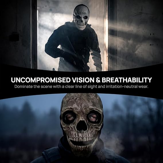 4 pcs Ghost Mask, Full Face Halloween Horror Masks, Halloween Horror Skeleton Demon Mask Devil Evil Masks Ghost Face Headgear Cosplay Costume for Adults