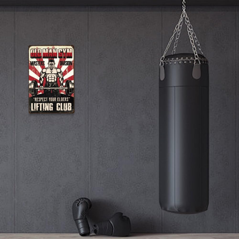 SUPERDANT Old Man Gym Tin Signs Lifting Club Metal Sign Poster Respect Your Elders Fitness Vintage Wall Art Plaque Home Wall Decor for Man Cave Garage Living Room Bedroom Decoration Gifts image 5