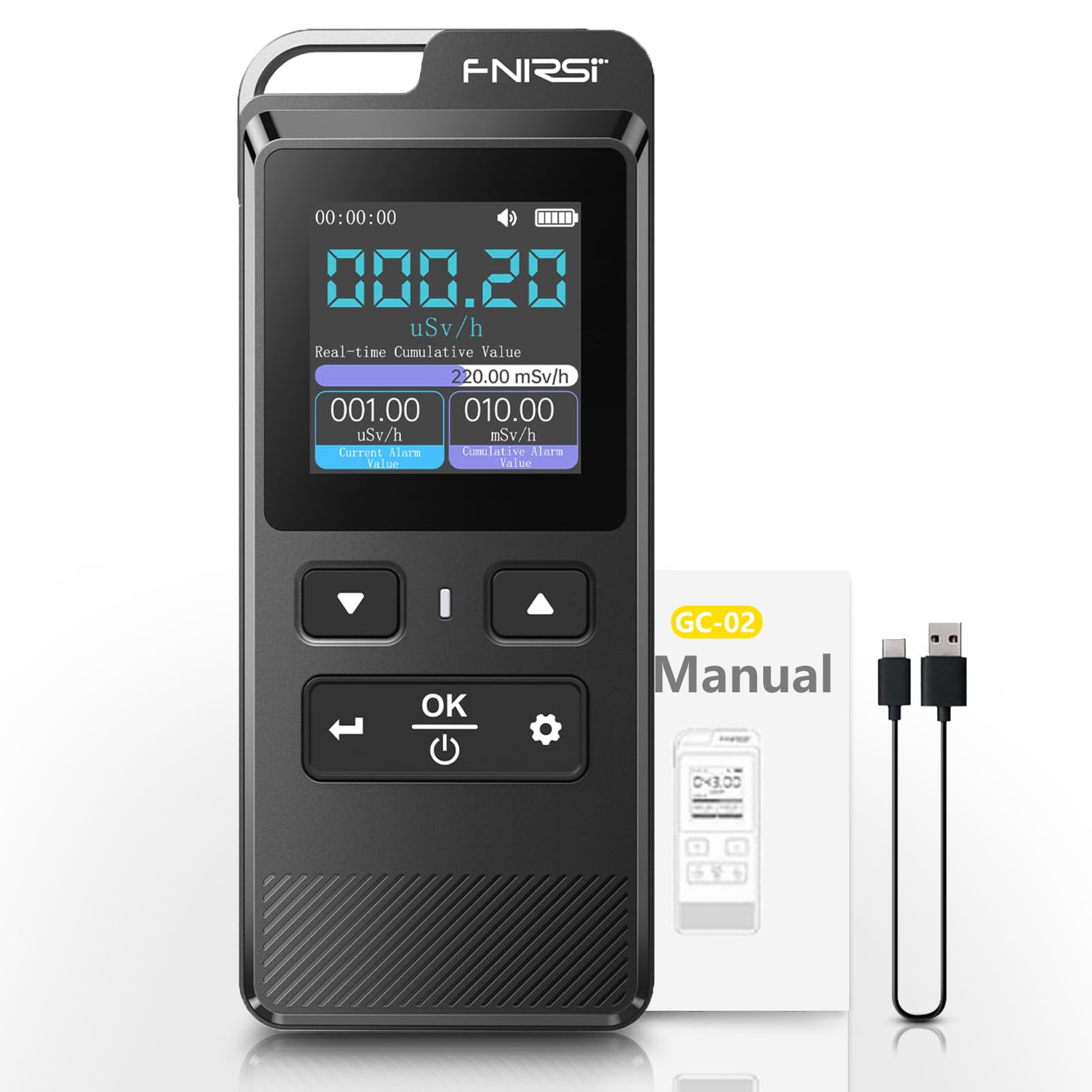 Contatore Geiger GC-02, Rilevatore di Radiazioni Geiger, Misuratore di Radioattività a Raggi X, con Display LCD e Manuale
