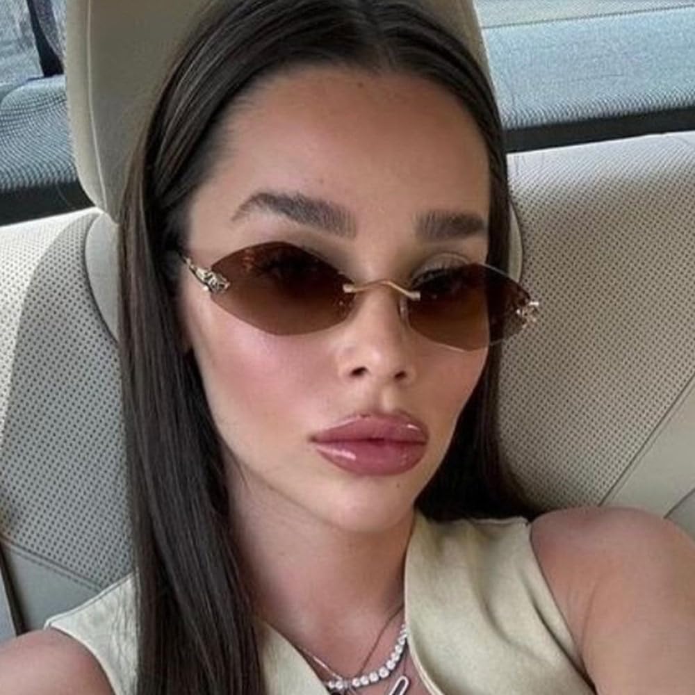 Rhombus Shape Women Sunglasses Rimless Cut Edge UV Protection Fashion Sun Glasses Driving Travelling Men Glass