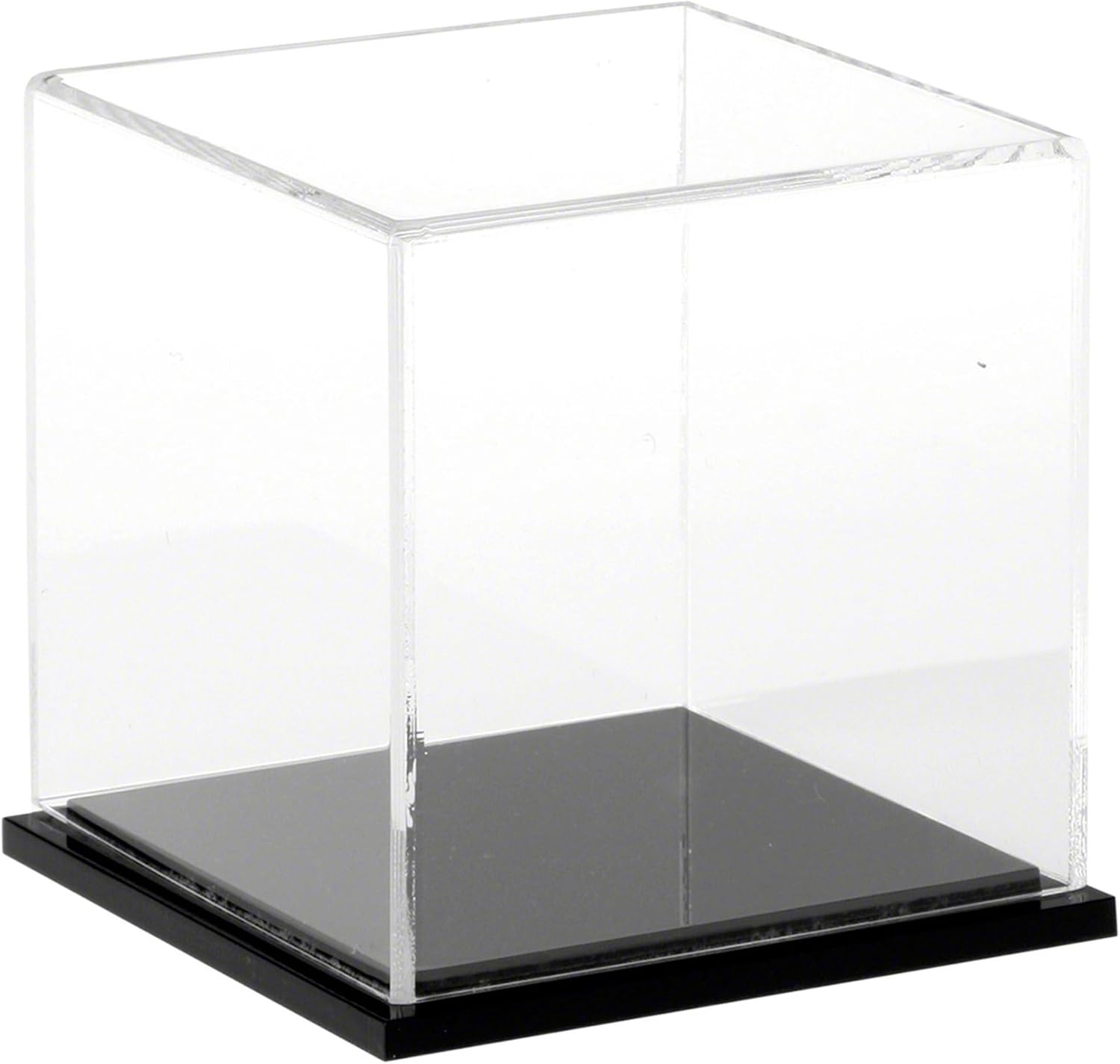 Plymor Small Acrylic Display Case with Hardwood Base, 4" x 4" x 4"