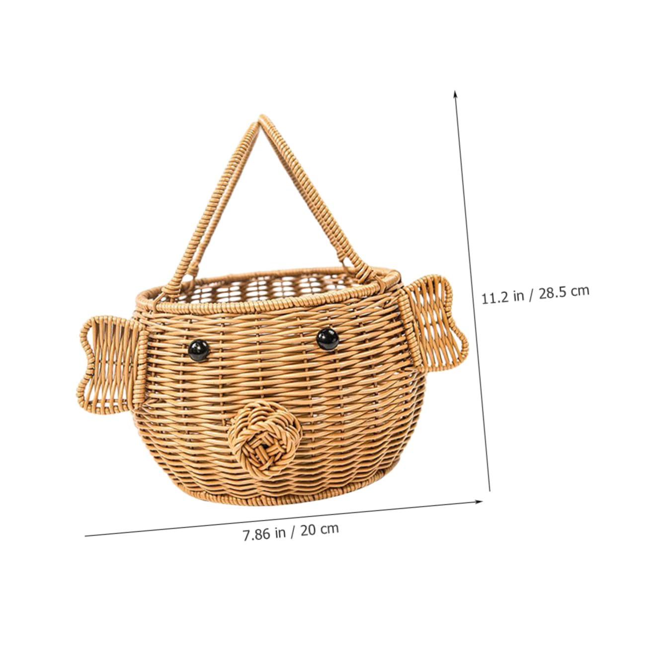 Cabilock 2 Piezas Cesta Tejida de Ratán Sintético para Almacenamiento y Picnic Diseño de Cerdo Cartoon para Frutas Verduras y Accesorios Cesta Multifuncional de Almacenamiento Artesanal
