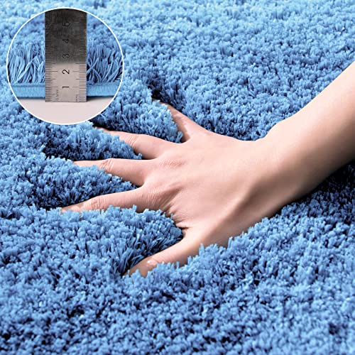 MIULEE U Shape Bath Mat Super Absorbent WC Toilet Rug Non Slip Mat Super Soft Floor Mat Washable Rugs Cozy and Shaggy Rug Carpet for Bathroom Blue 1 Piece 50 x 60 cm 20x24 Inch - Image 2