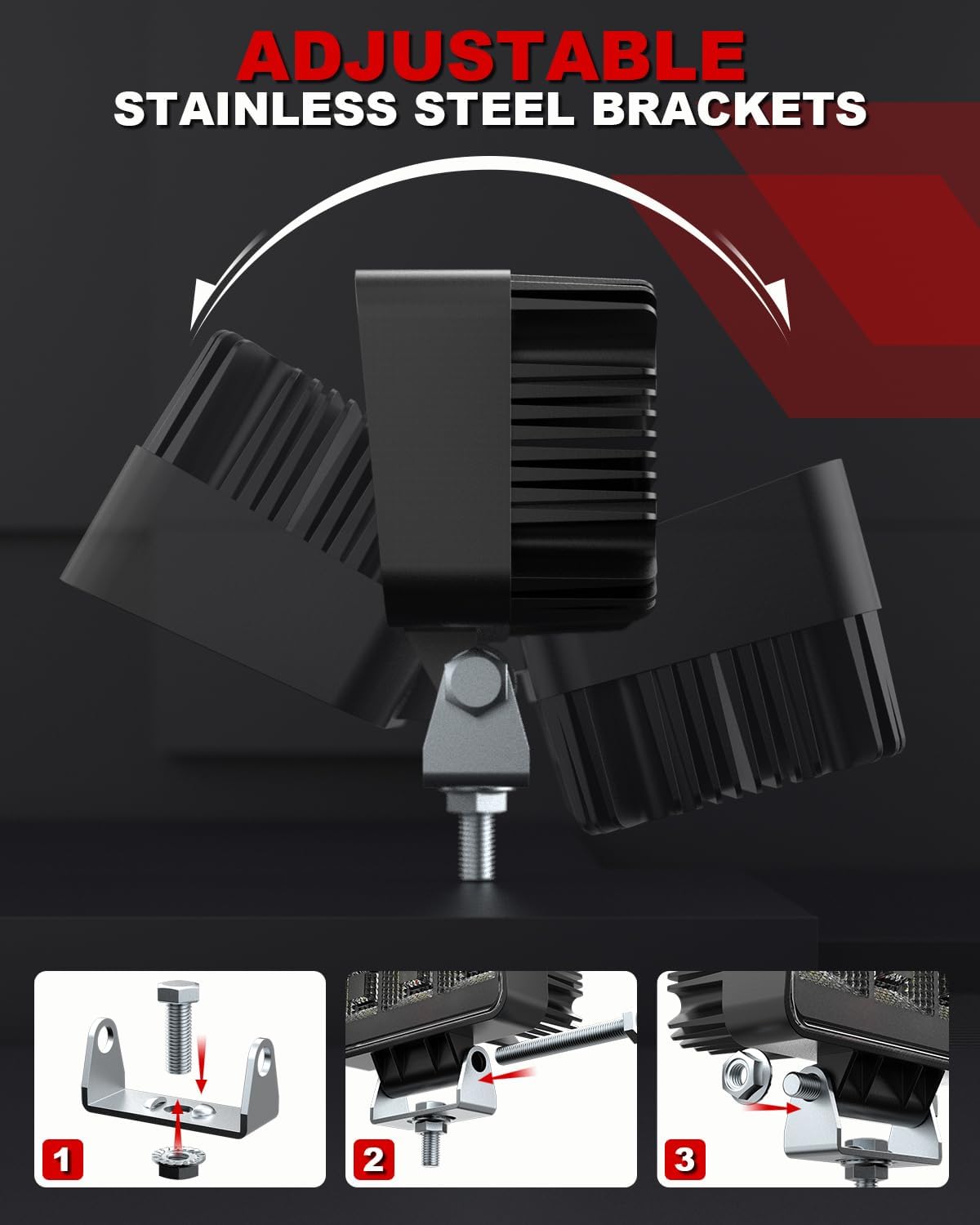 LED Tractor Work Lights 4.4 Inch, 12/24V 50W 9000LMS Led Lights Led Flood Light Pods for Truck, IP67 Waterproof Led Work Lights for Truck Tractor Boat UTV ATV Lighting 2PCS