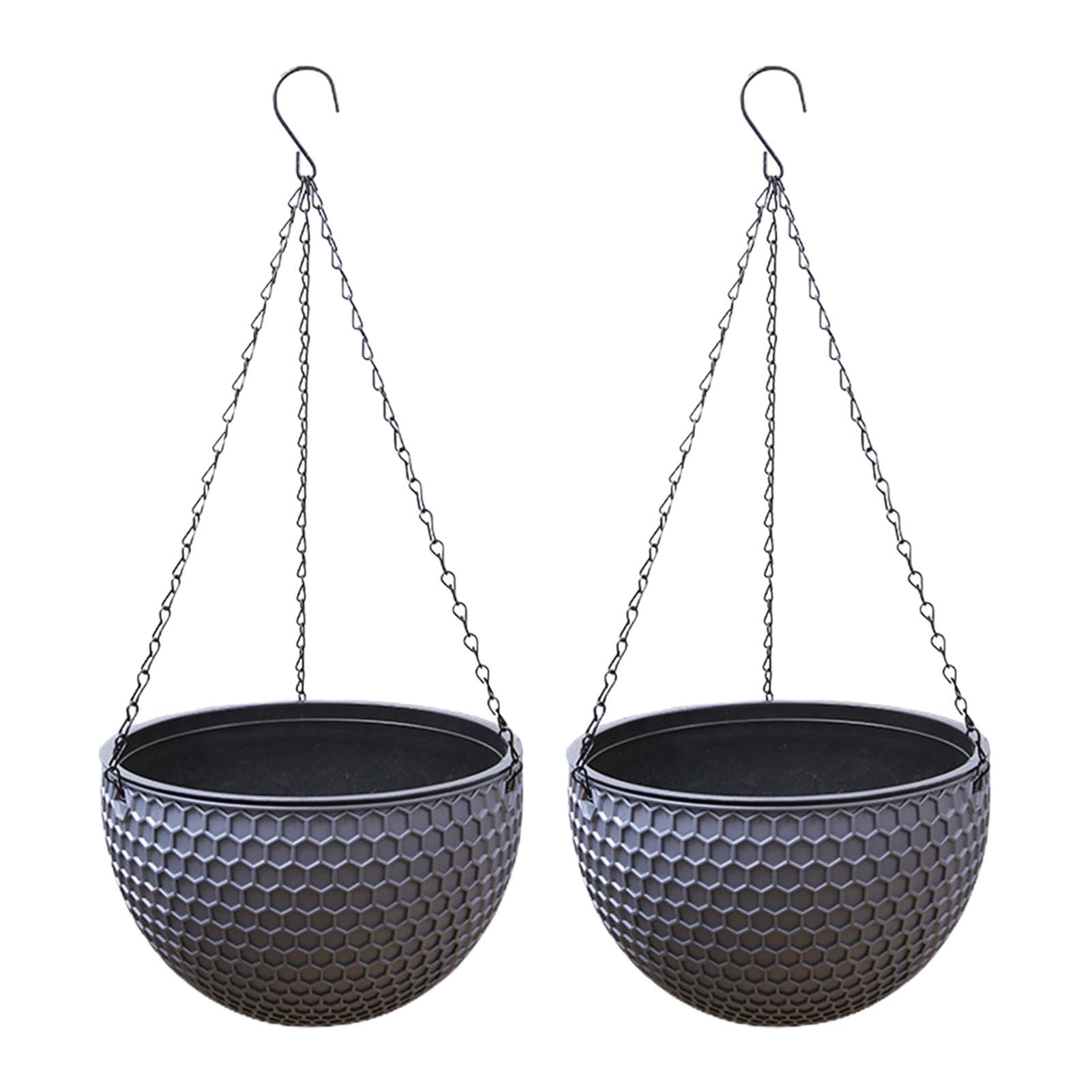 Cestas para Plantas Colgantes – Macetero Colgante para Plantas de Exterior, 2 Piezas de Cesta de Resina con Agujeros de Drenaje | Macetas multifuncionales con autorriego y Ventana