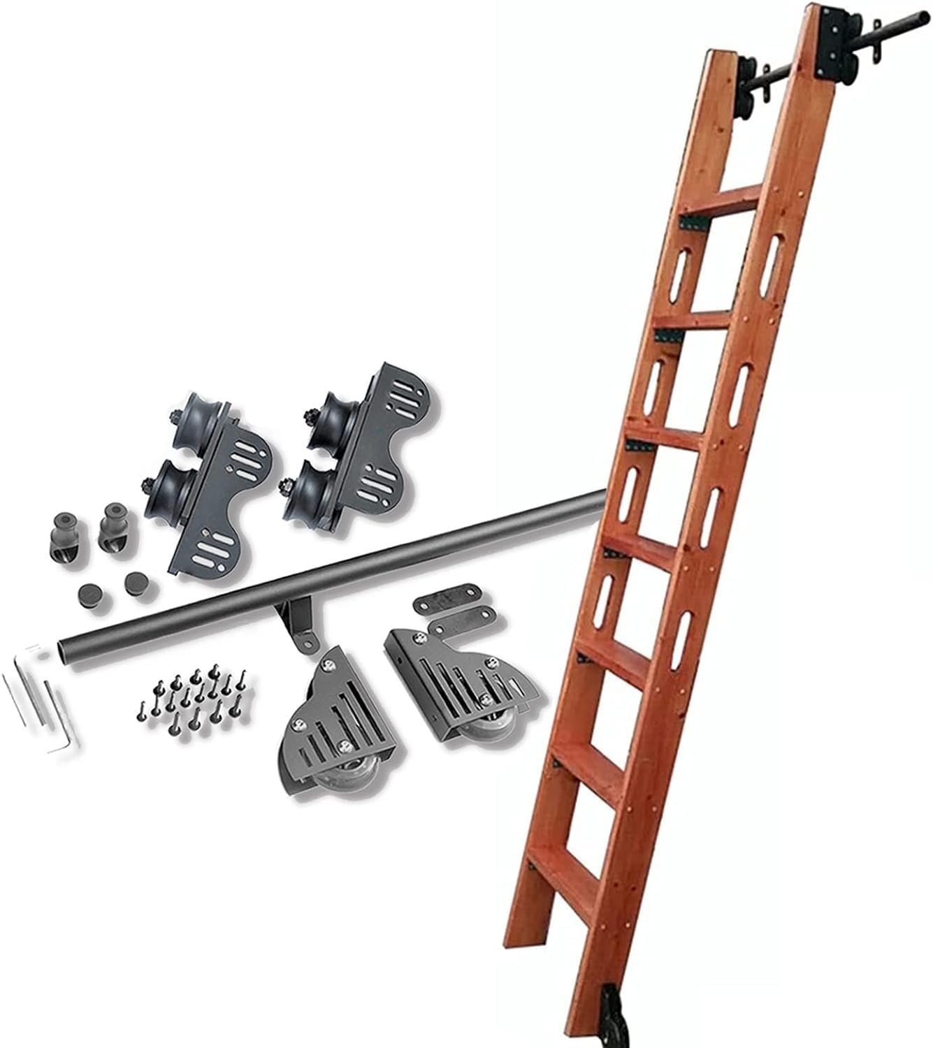 Système de rail pour échelle de bibliothèque 200 cm parfait pour créer un coin lecture cosy