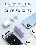 Kuulaa Mini Chargeur portable pour iPhone 4500mAh, Connecteur Lightning intégré Petite banque de puissance de poche, batterie de charge rapide iPhone 14 13 12 11 XR,violet