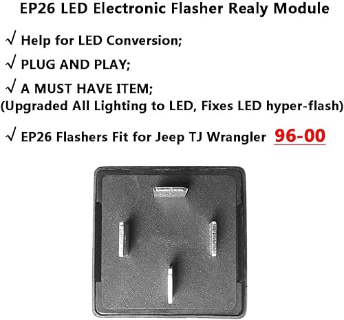 Miniatura 4 de Relé de intermitente LED EP26 apto para Jeep TJ Wrangler 1997 1998 1999 2000 LED señal de giro electrónica y advertencia de peligro, parada Hyper