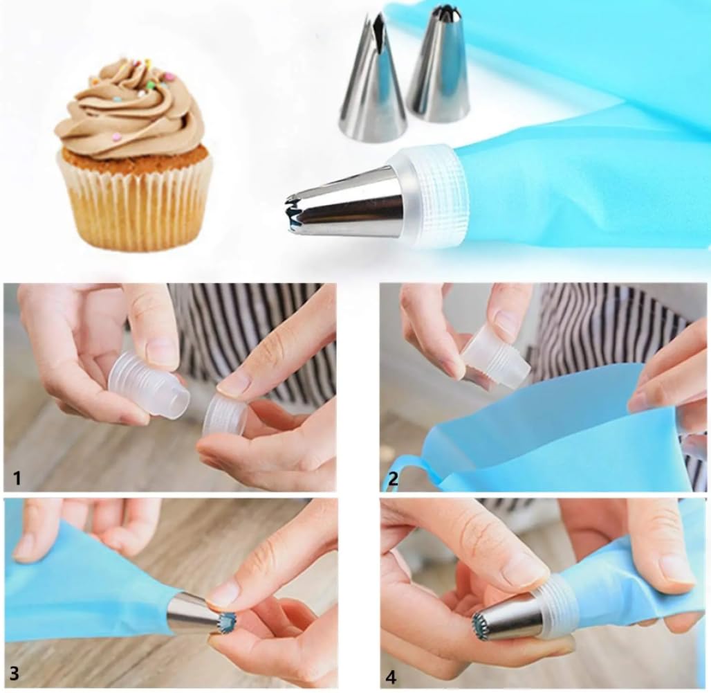 Juego de boquillas para repostería para pastelería, puntas de pastelería para glaseado, galletas, cupcakes, decoración de pasteles, juego de puntas de decoración de pasteles (24 piezas con