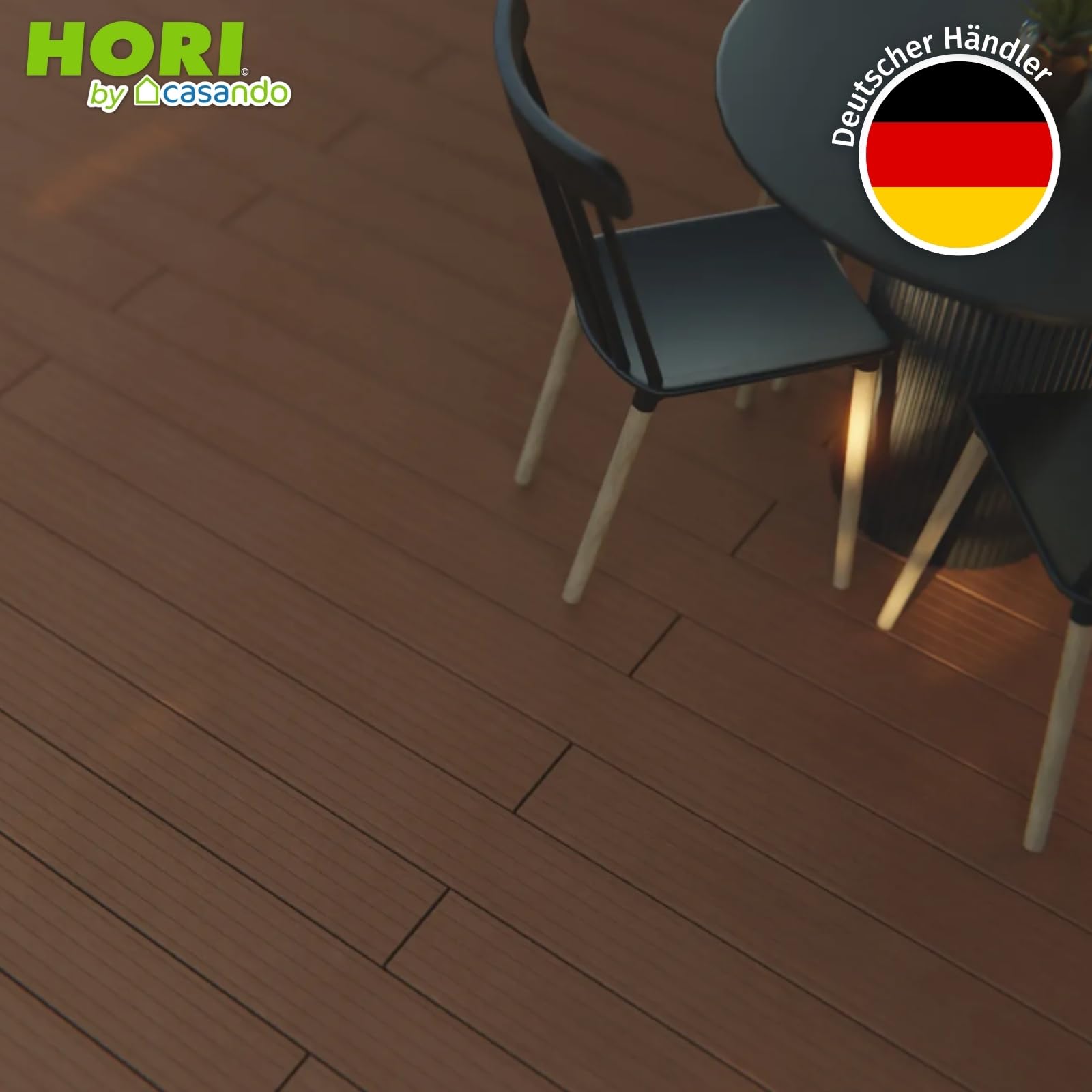 HORI WPC Terrassendielen Komplettset Hohlkammerdiele BPC Aktion Komplettbausatz Inkl. Unterkonstruktion & Clips Wetterfest pflegeleicht Fläche: 16 m² - 400 cm Dielenlänge - Braun