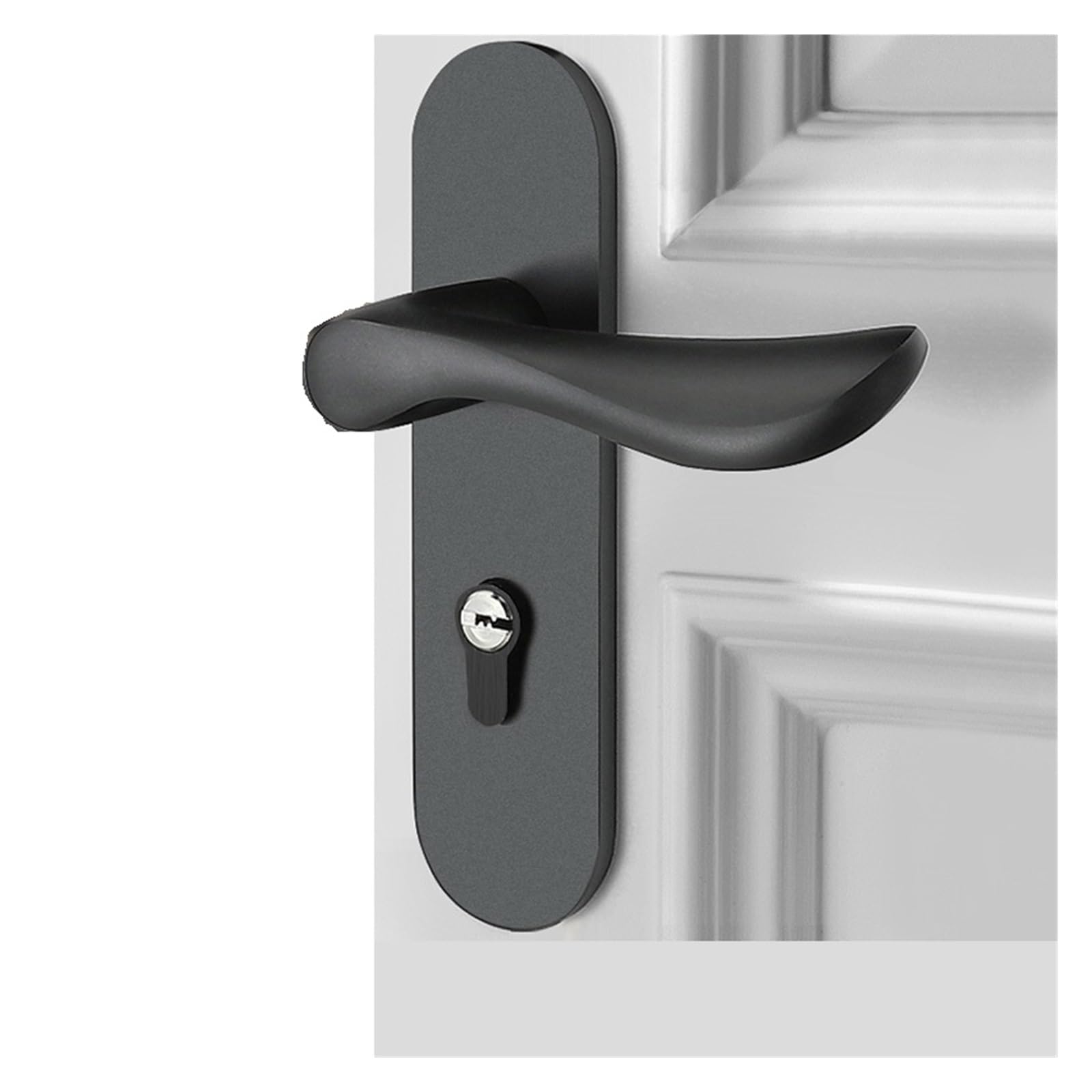 Cerradura de puerta de madera negra integrada con manija silenciosa Type D