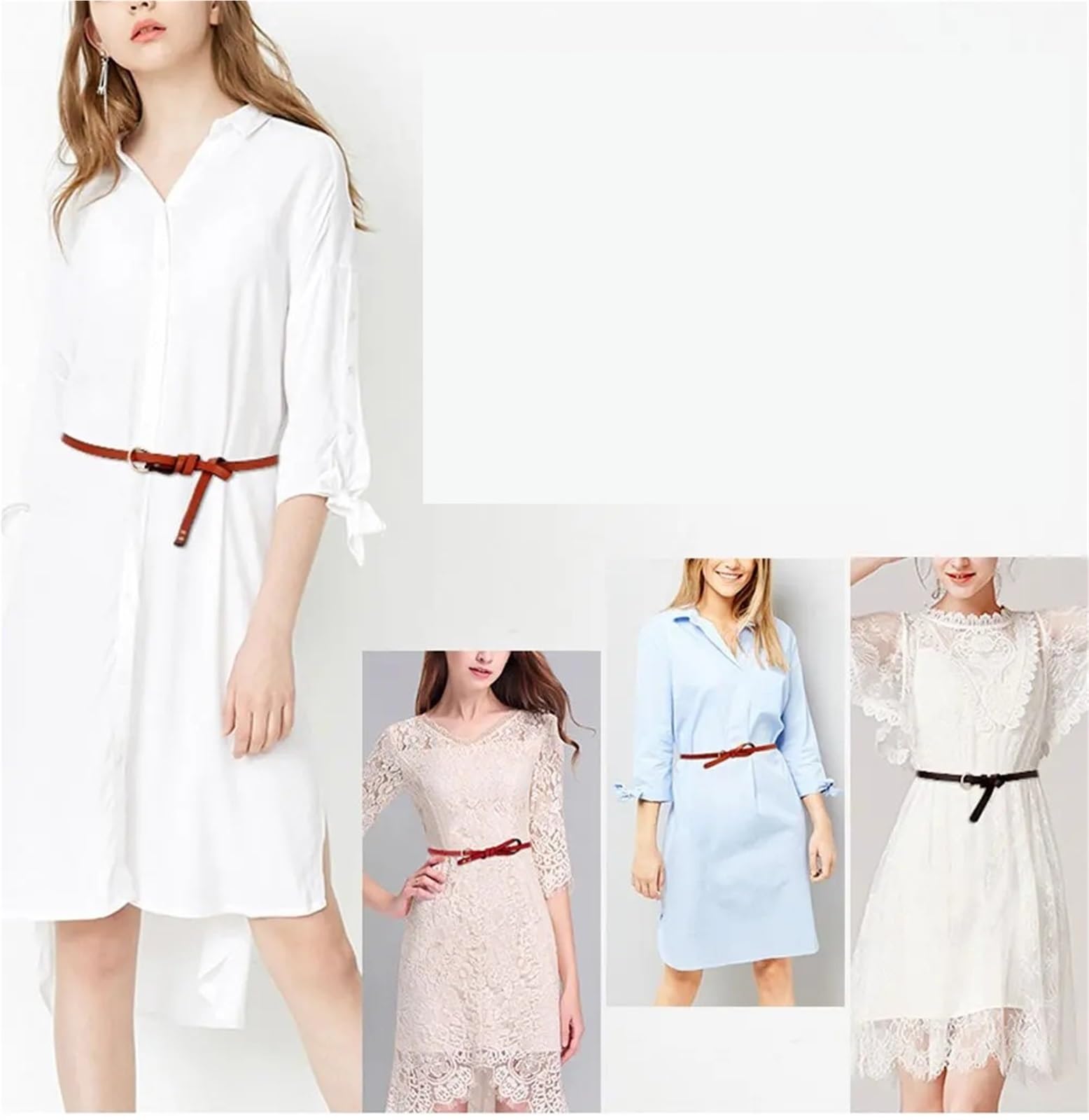 Ceinture Ceintures à nœuds en cuir réglables for femmes, ceinture de taille couleur unie