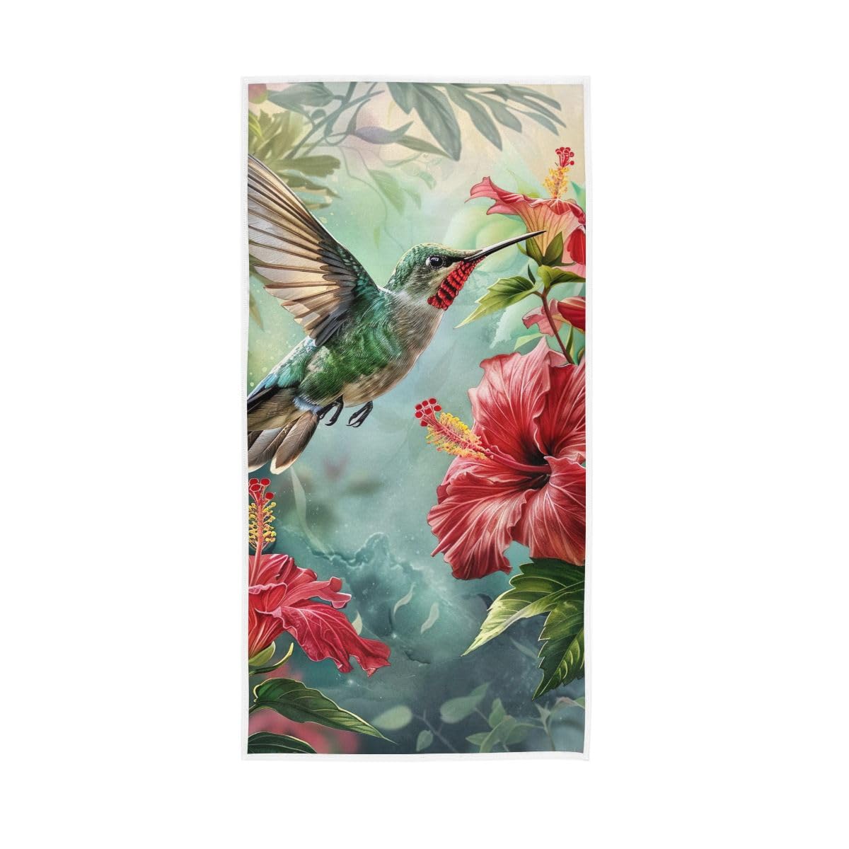 LSRCPD Bird in Flight Surrounded by Flower Hand Towels, Multipurpose Decorative Towels for Hand, Face, Hair, Bath 15 x 30 Inches