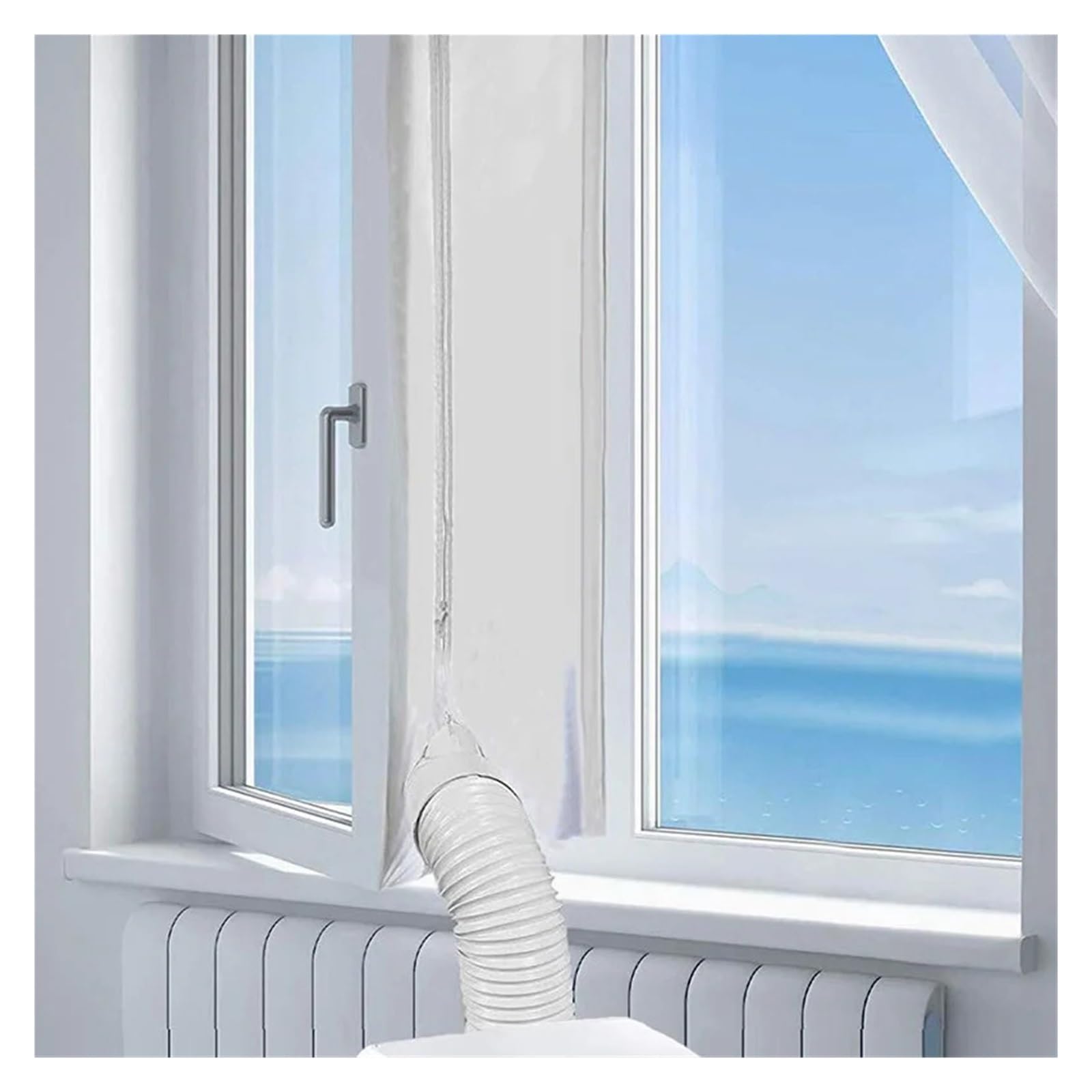 Koesrxnqw One Color Aircond Cloth Seal Removable Air Conditioner Sealing Plate Portable Sealer With Zip And Adhesive All Weather Protection(400Cm)
