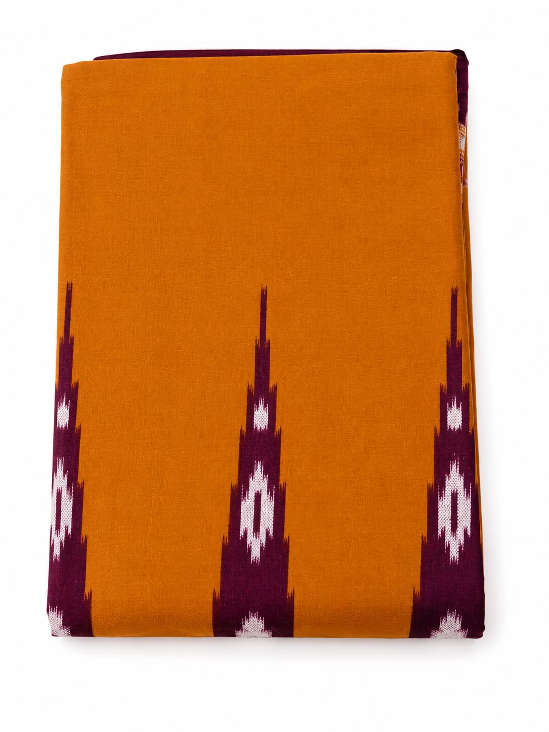 Traditional Ikat Weavers Cotton Dhoti, Brown and Maroon, Geometric Temple Pattern, Ikat Style, 5+2.5m, Free Size-image-49
