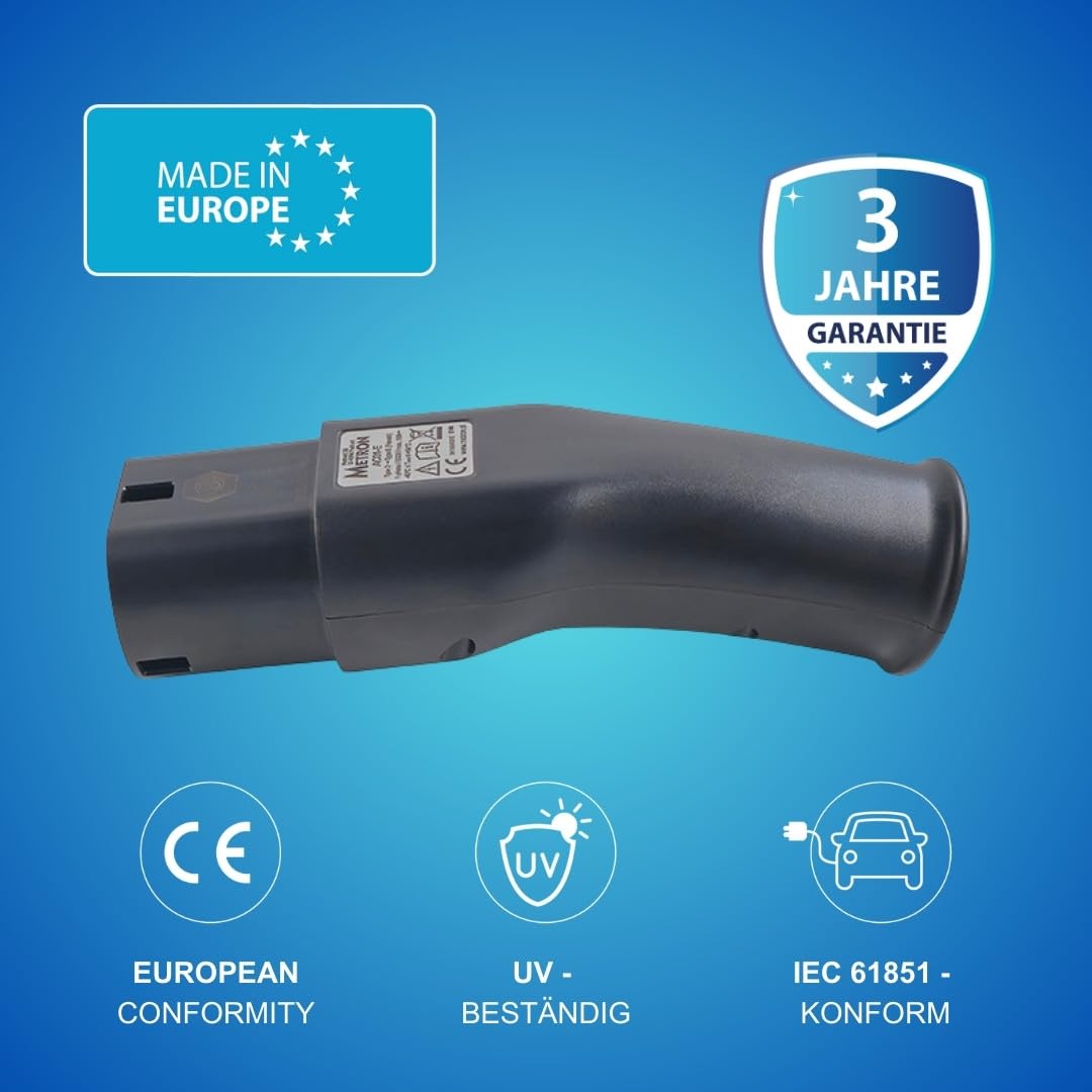 Metron Adattatore AC01 tipo 2 su Schuko affidabile alla stazione di ricarica grazie all'elettronica di avviamento e arresto