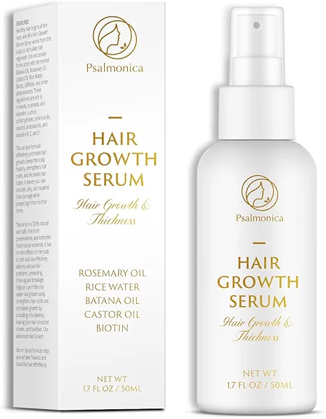 Hair Growth Serum: Rosemary Batana Castor Oil Rice Water Biotin Hair Oils for Hair Growth - Hair Growth Thickening Product - Hair Loss Treatments for Women Men(50 ML)
