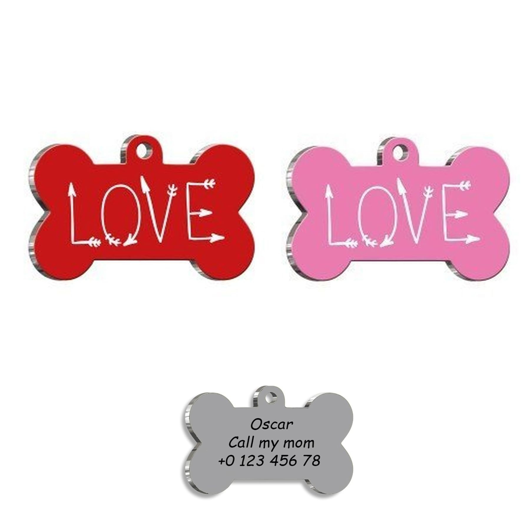 I Woof My Dog Personalized Dog Tag - Custom Name Tag - ID Tag for Dog & Cat - Customized Pet Tags - Dog & Cat Name id Tag - Dog Name Tag - Engraved Dog Tag (Red)