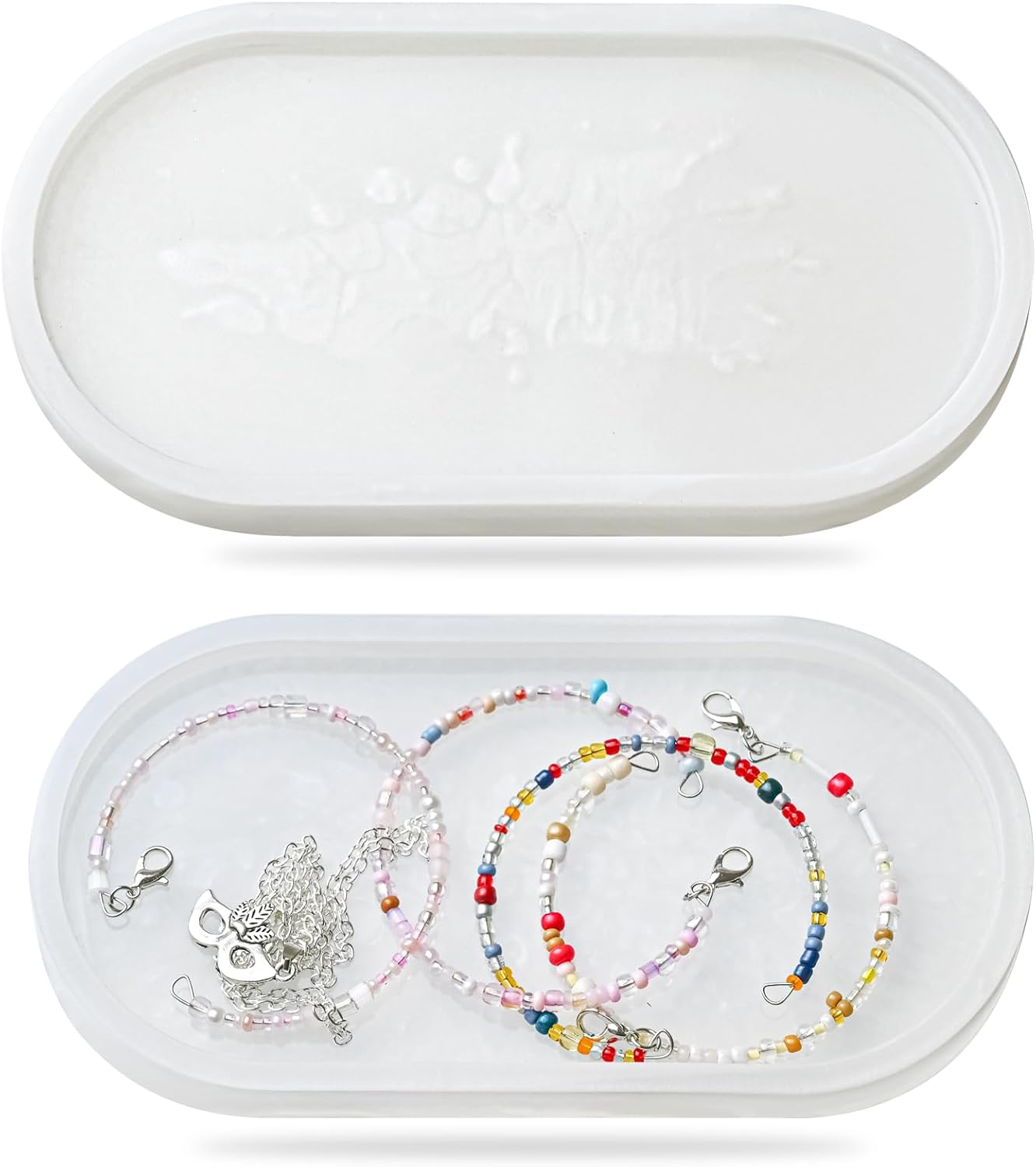 バスルームカウンタートップ用化粧台トレイ:樹脂製 カウンター用バスルームシンクトレイ - オーバルソープディスペンサー トレイ -