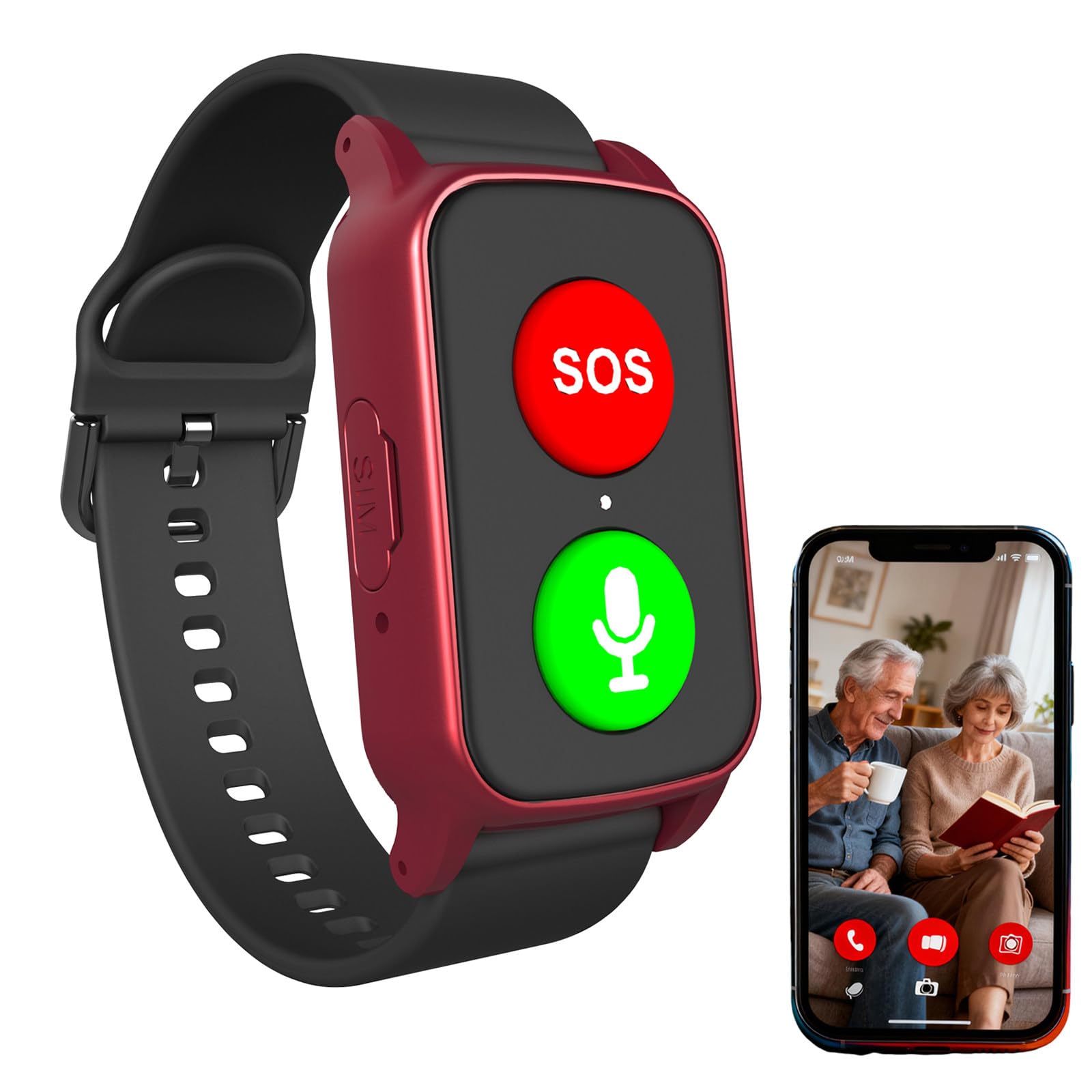 Reloj Emergencia Ancianos Personas Mayores con Detección De Caídascon Botón De Llamada De Emergencia Botón, Detector Caída, Monitoreo De La Salud Red