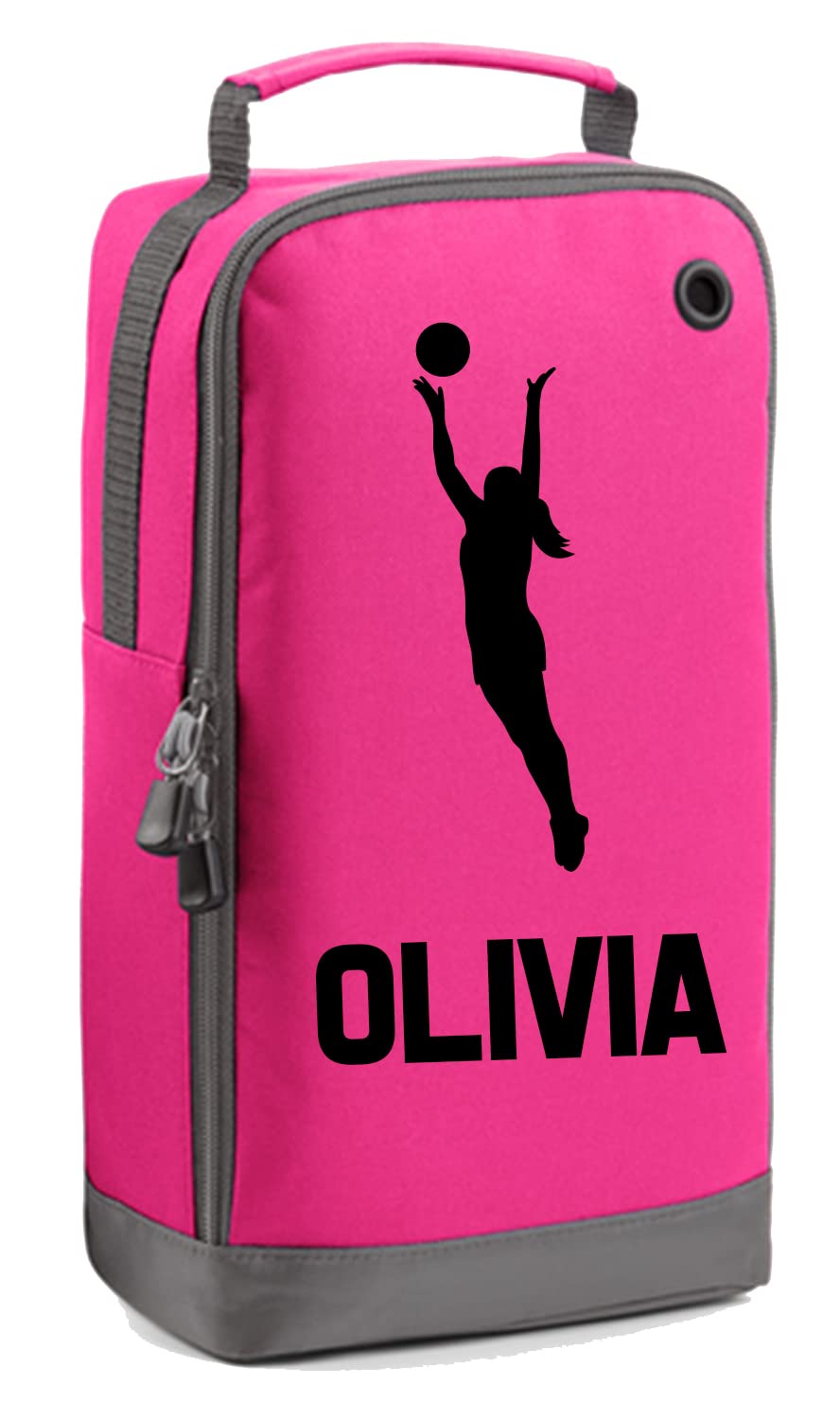Girls Personalised Gym Bag Netball Kit Custom Name Children's Sports Bags PE Back to School for Girls Kids (Fuchsia)