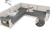 Vista 26 de Arfntevss Fundas impermeables para sofá seccional de esquina para perros y mascotas, funda de sofá en forma de L, terciopelo lavable grande
