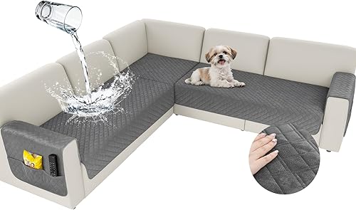 Arfntevss Fundas impermeables para sofá modular de esquina para perros y mascotas, funda de sofá en forma de L, lavable de terciopelo grande,