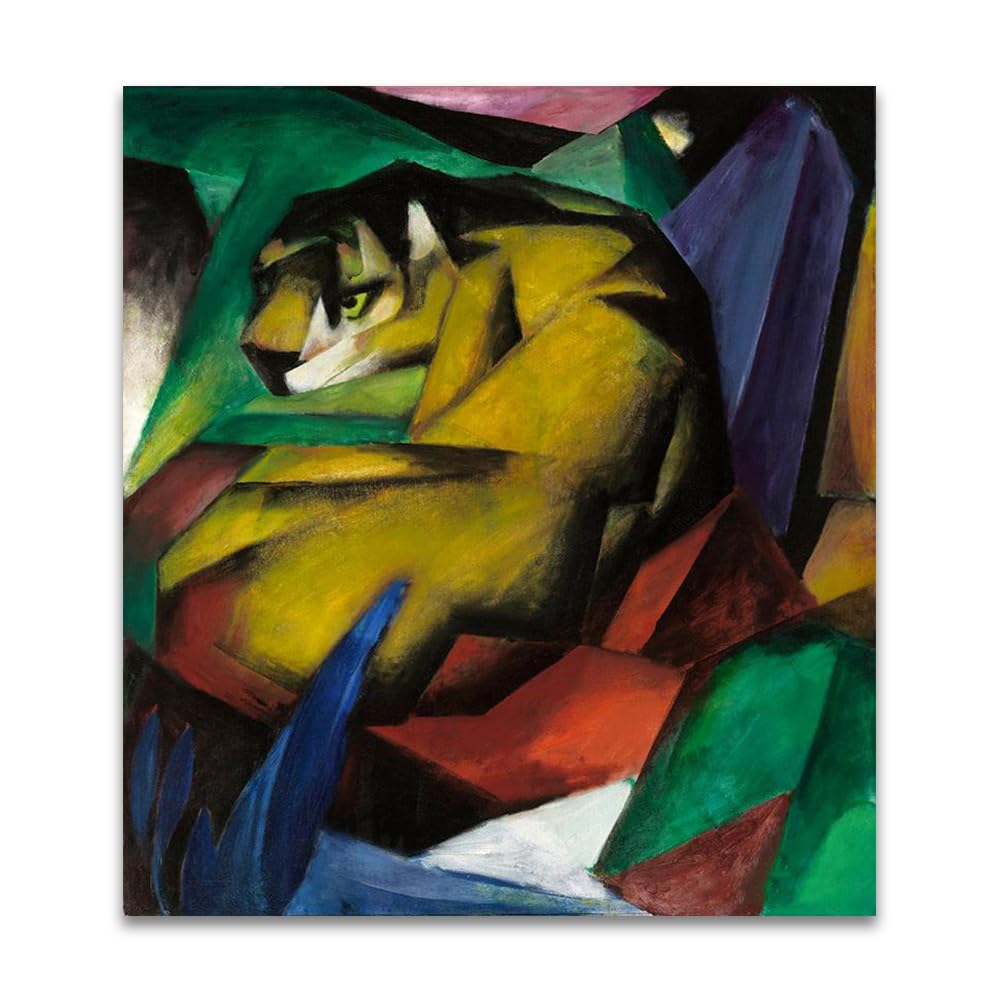 LZ6J8C9 Franz Marc《The Tiger》 Famous Canvas Painting Reproductions.(50x60cm(19.7x23.7in)/Frameless)