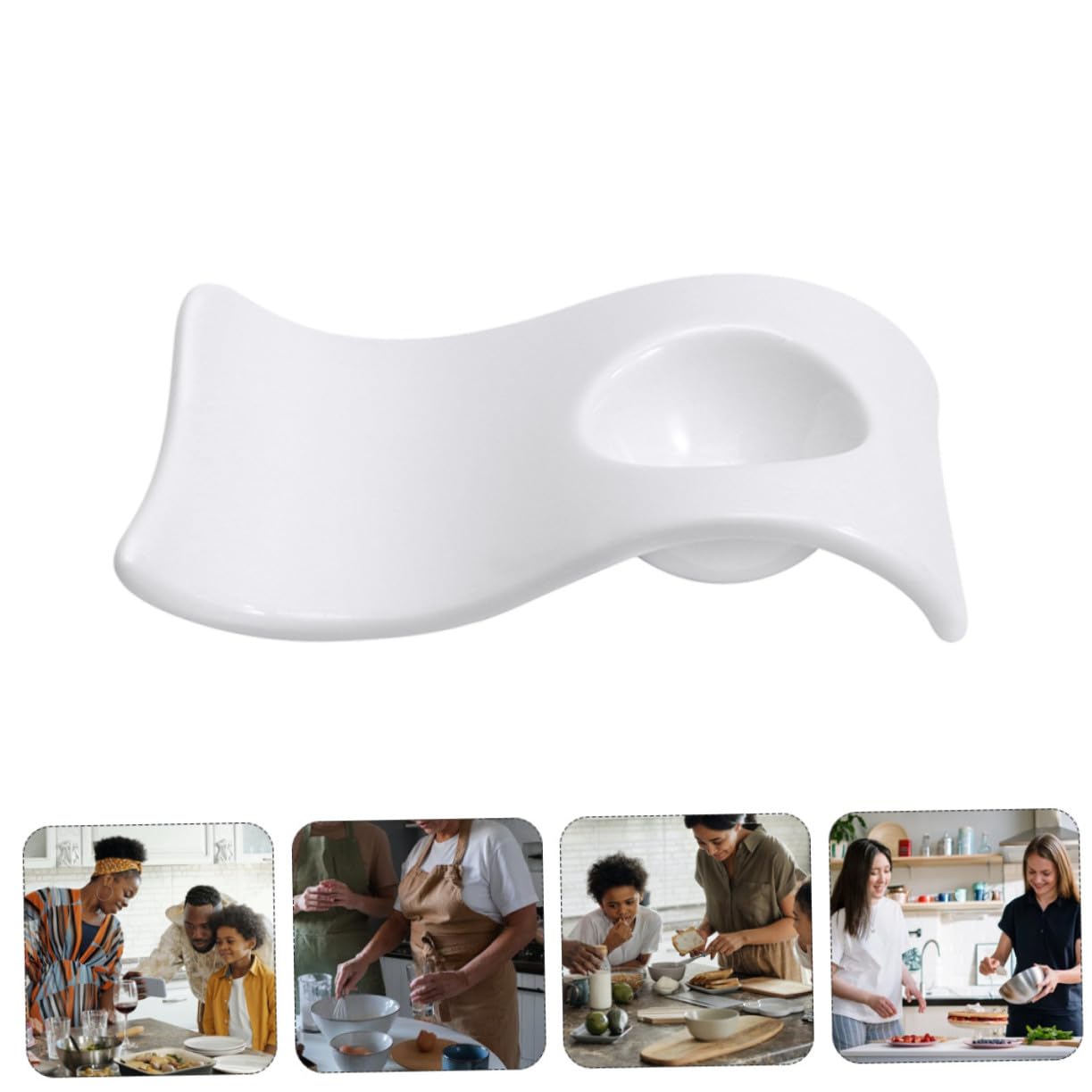 VANZACK Lot De 6 Porte-œufs Ondulés en Céramique Blanche, Coquetiers Légers Et Pratiques, pour Table à Manger, Support Sécurisé pour Petit-déjeuner, Plateau Porte-œufs Réutilisable