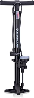 Dunlop Fahrradpumpe mit Doppelventil - Luftpumpe Fahrrad mit 2 Adaptern - für Alle Ventile - Dunlop, Presta und Schrader Ventil - 12 Bar/180PSI - Fuß Pumpe