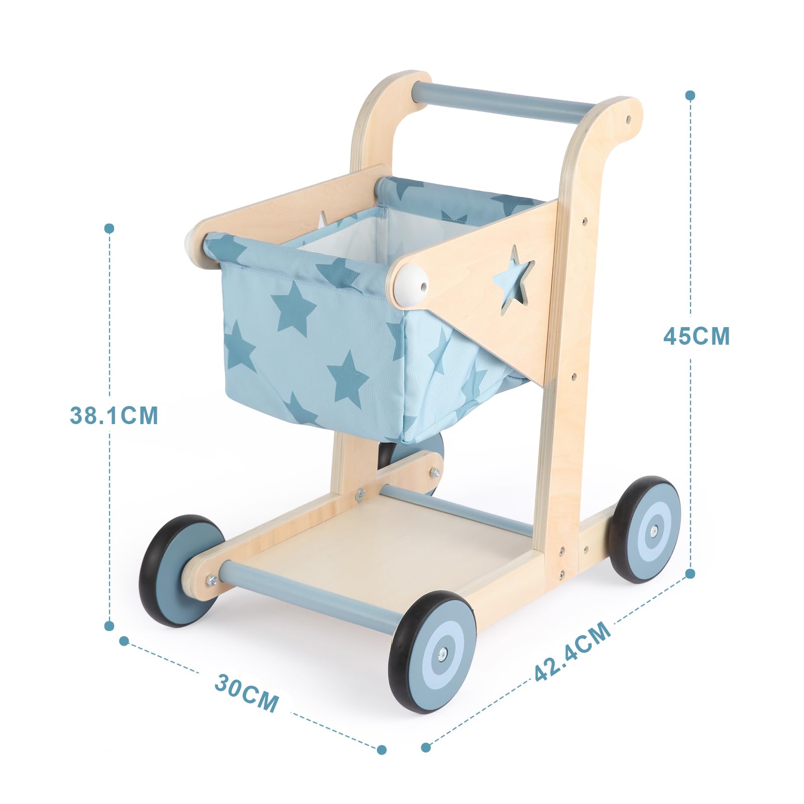 Wooden Baby Walker (niebieski)