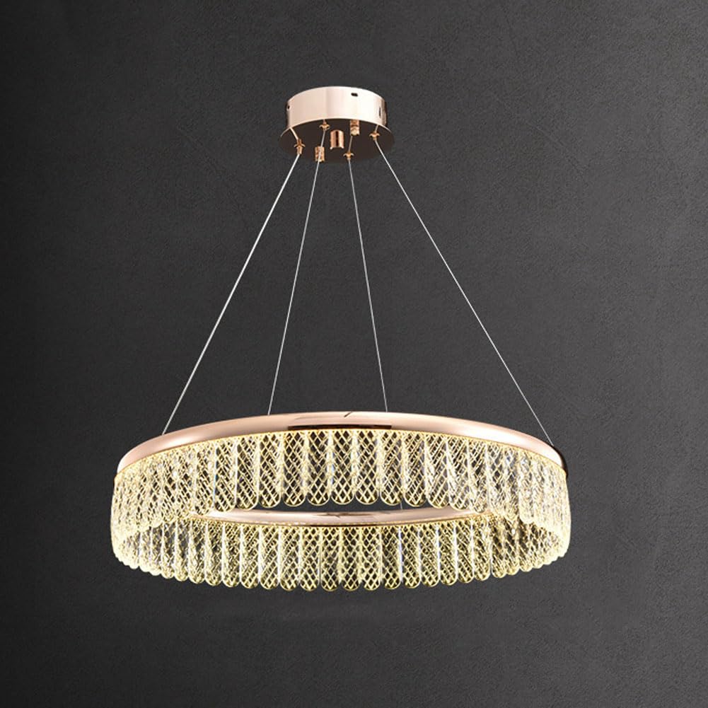 HXYSXHJUO French luxury crystal chandelier, creative round lamp, electroplated aluminium S gold + for dining room bedroom living room,Gold,60cm