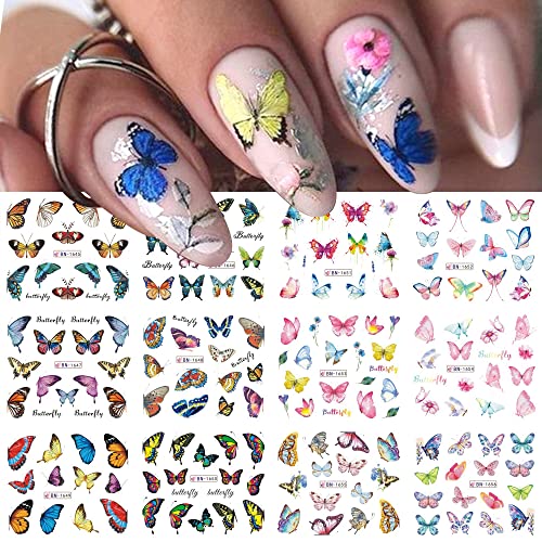 Dornail 3D Butterfly Nail Stickers Colorful Butterfly Nail Decals Water Transfer Butterfly Stickers For Nails Butterflies Nail Art Stickers Spring Nail Decorations For Nail Art Design,3 Big Sheets #TOP1