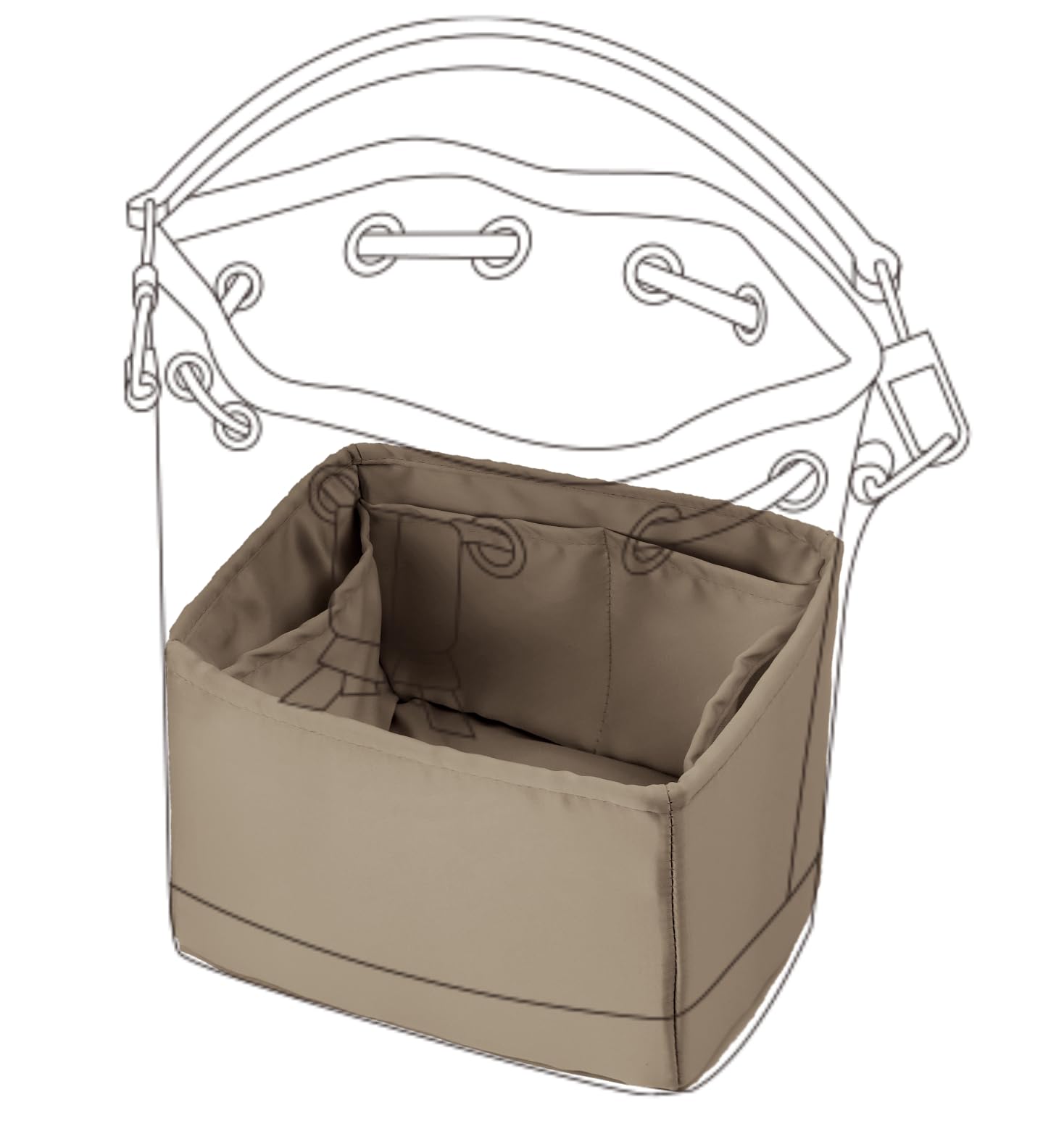 DGAZ Organizador o Inserto de Soporte Personalizable para Bolso Noé, Hecho en Satén de Lujo y Disponible en 48 Colores