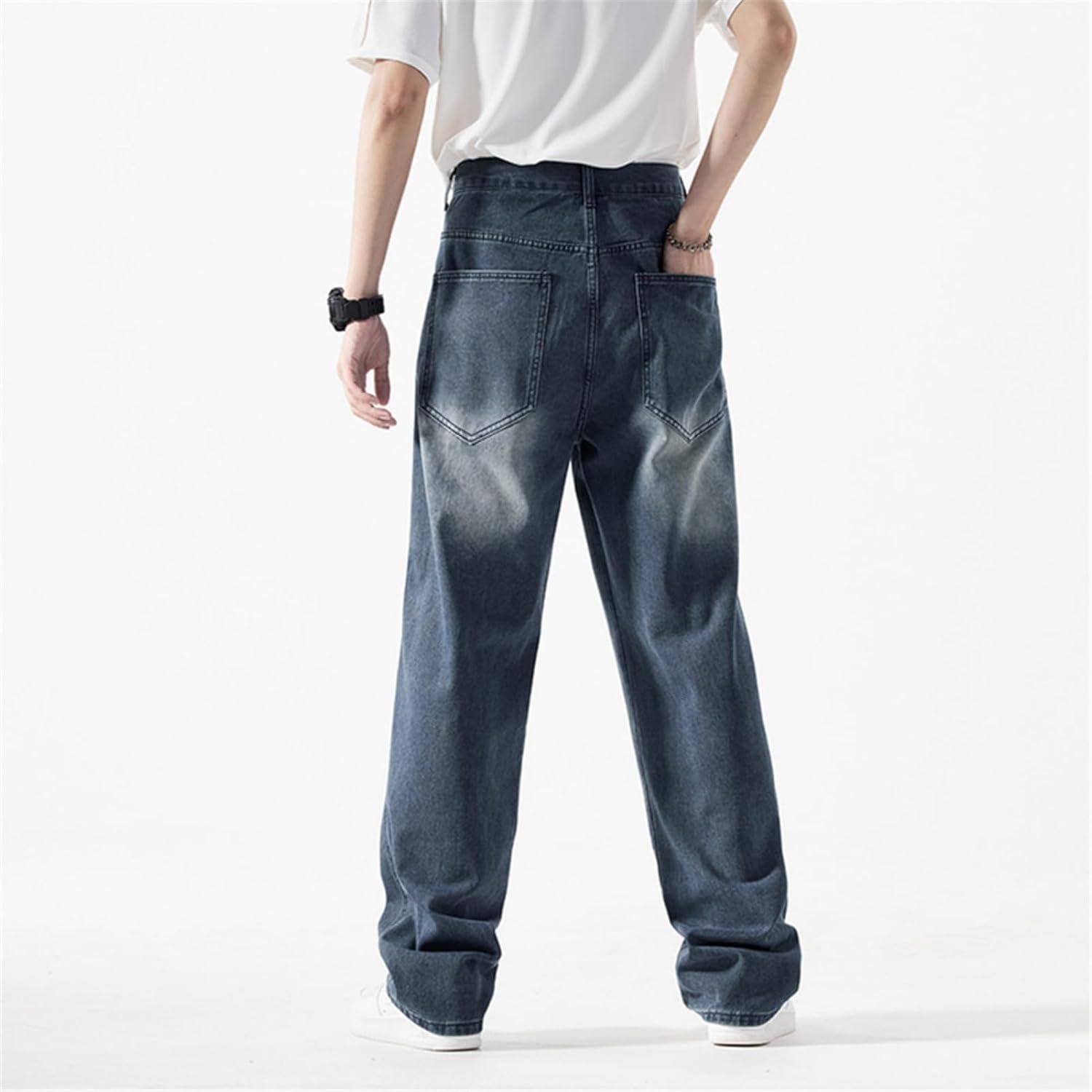 LUOBANIU Men's Baggy Jeans Loose Fit with 5 Pockets Stretch Ripped Denim Pants Relaxed Hip Hop Streetwear Y2K Vintage - Image 2