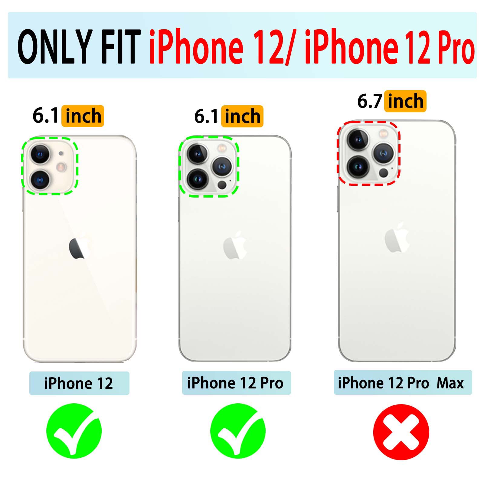 VANAVAGY Compatible for iPhone 12/iPhone12 Pro Wallet Case for Women and Men,RFID Flip Leather Cover with Wrist Supports Wireless Charging with Card Holder and Glass Screen Protector,Purple