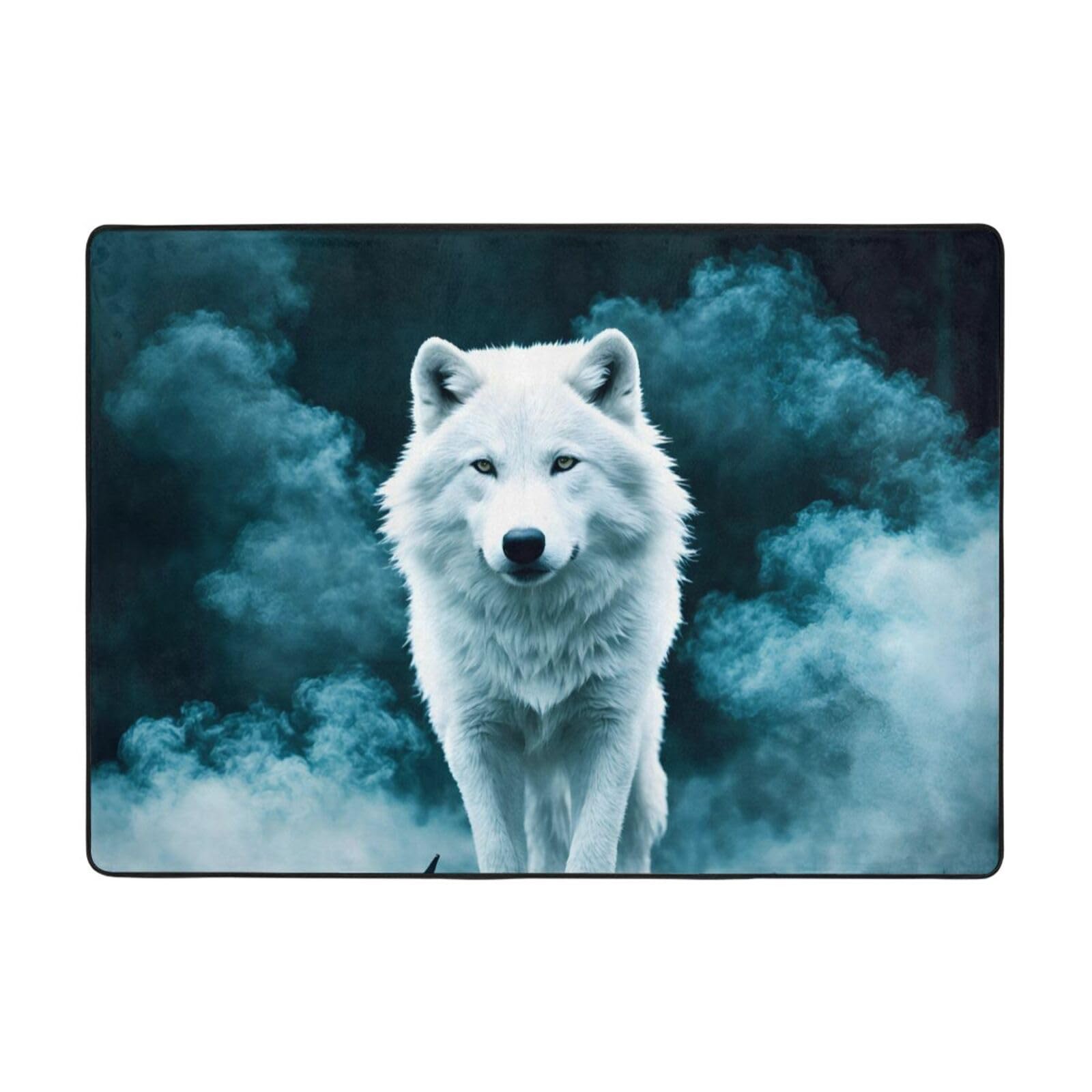 Tapis de sol loup BROLEO 203x147 cm au toucher doux pour salon