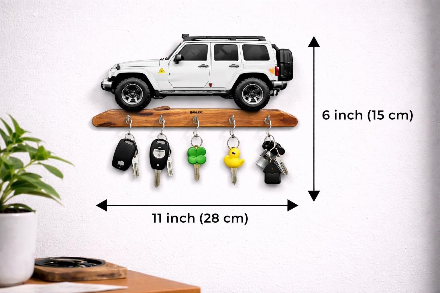 Wooden Car Key Holder - Stylish Wall Decor -2