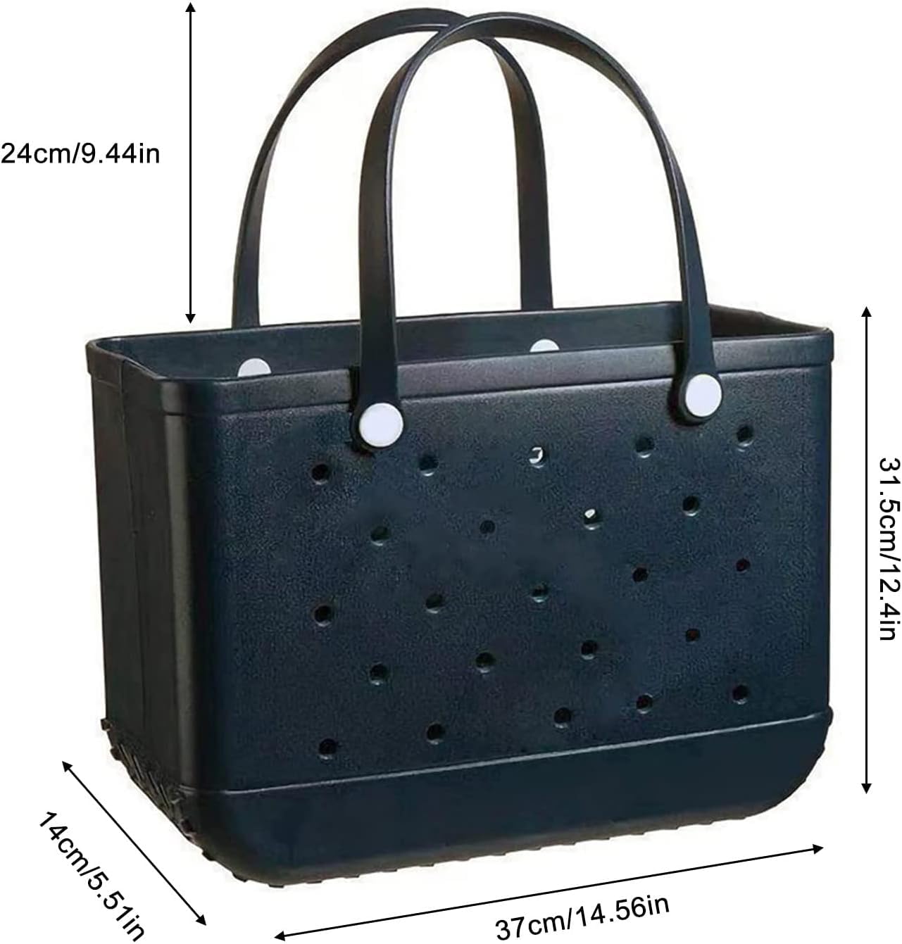 Borsa da Spiaggia EVA/Grande Borsa Estiva Impermeabile e Lavabile/Borsa da Spiaggia in Gomma con Fori/per Spiaggia, Piscina, Sport, Mercato (Nero)