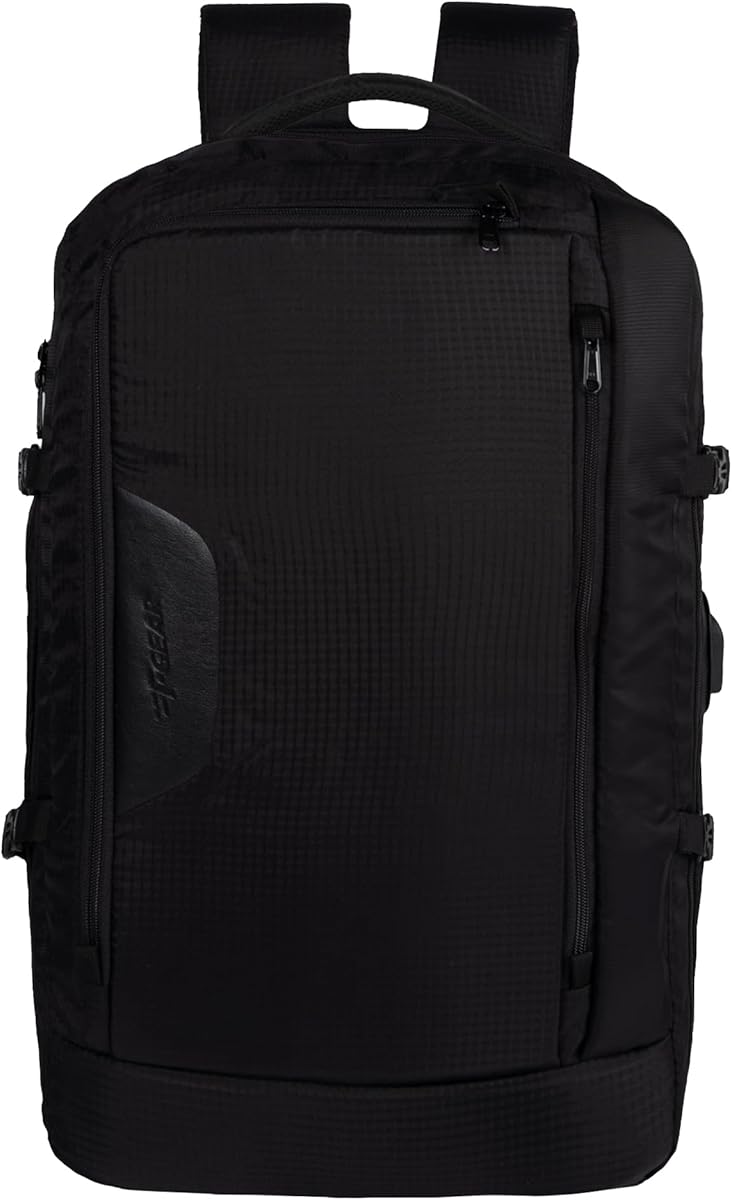 F Gear Blackhawk Black 40L Laptop Backpack with USB Charging Port &amp; Luggage Strap | 180° Openable for Easy Packing, 2 Compartments &amp; 1 Pocket, Water-Resistant Travel &amp; Office, Fits Upto 17 Inch Laptop