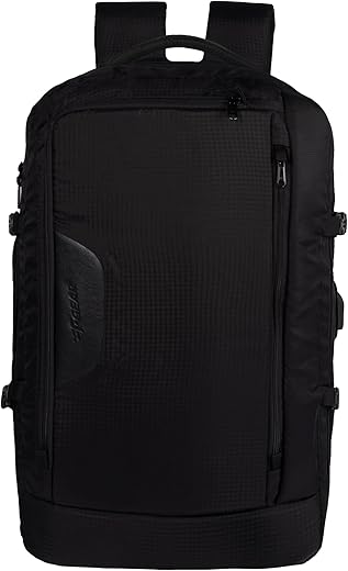 F Gear Blackhawk Black 40L Laptop Backpack with USB Charging Port & Luggage Strap | 180° Openable for Easy Packing, 2 Compartments & 1 Pocket, Water-Resistant Travel & Office, Fits Upto 17 Inch Laptop