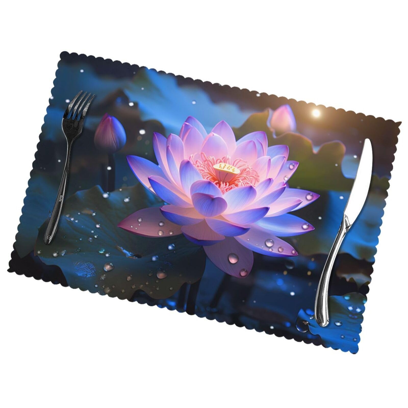 Set di 6 tovagliette lussuose a forma di fiore di loto, in