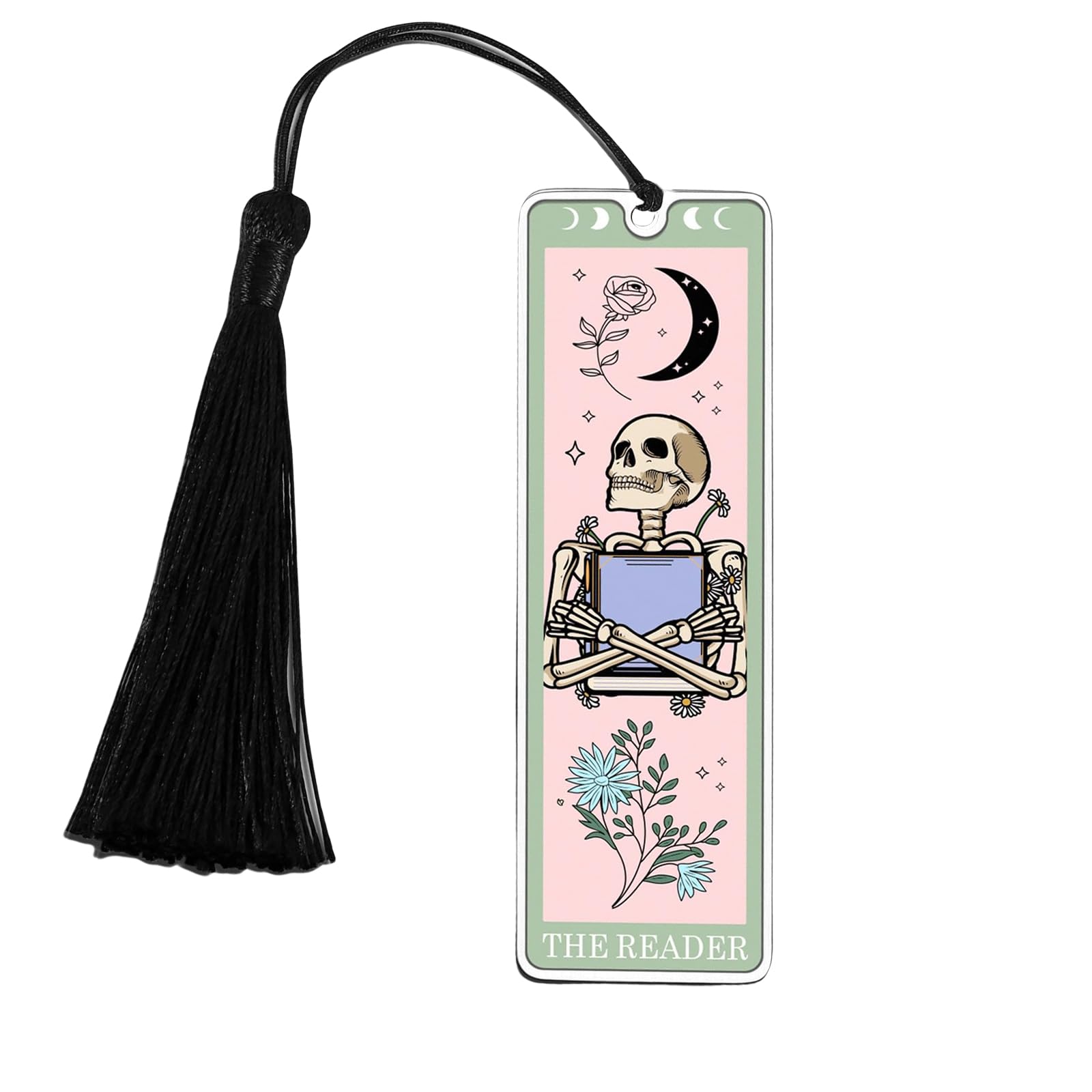 GlamRays Regalos para Amantes de los Libros para Mujeres Marcadores Navideños Marcadores Divertidos para Mujeres Hombres Tarot Marcadores Esqueleto Cartas del Tarot (Verde Claro)