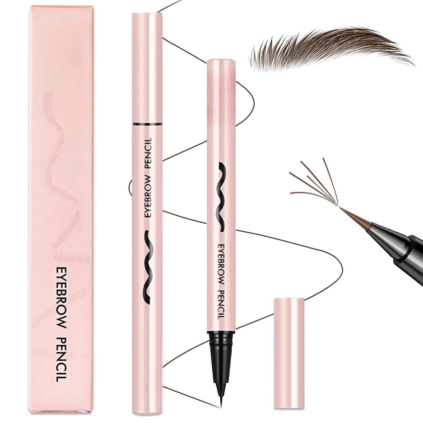 Liquid Brown Eyebrow Pencil, Waterproof Eyebrow Pen, Micro Eye Brow Pencil, Magic eyebrow Filler Pen for Women