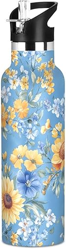 Miniatura 19 de Autumn Flowers Carnation Cactus Amaryllis Brown Leak Proof & BPA Free Sport Insulated Water Bottle With Straws Leak-proof Double-Wall Insulation for