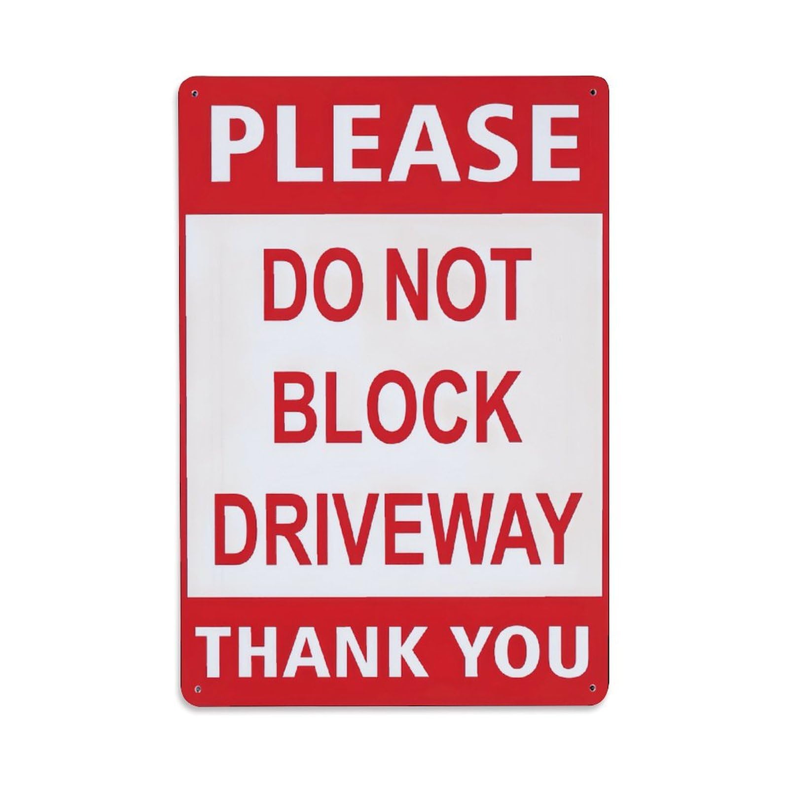 Please Do Not Block Driveway Warning Sign Vintage Aluminium Metal Sign, Retro Wall Decor for Home, Bar, Garage & Farmhouse 30x20cm