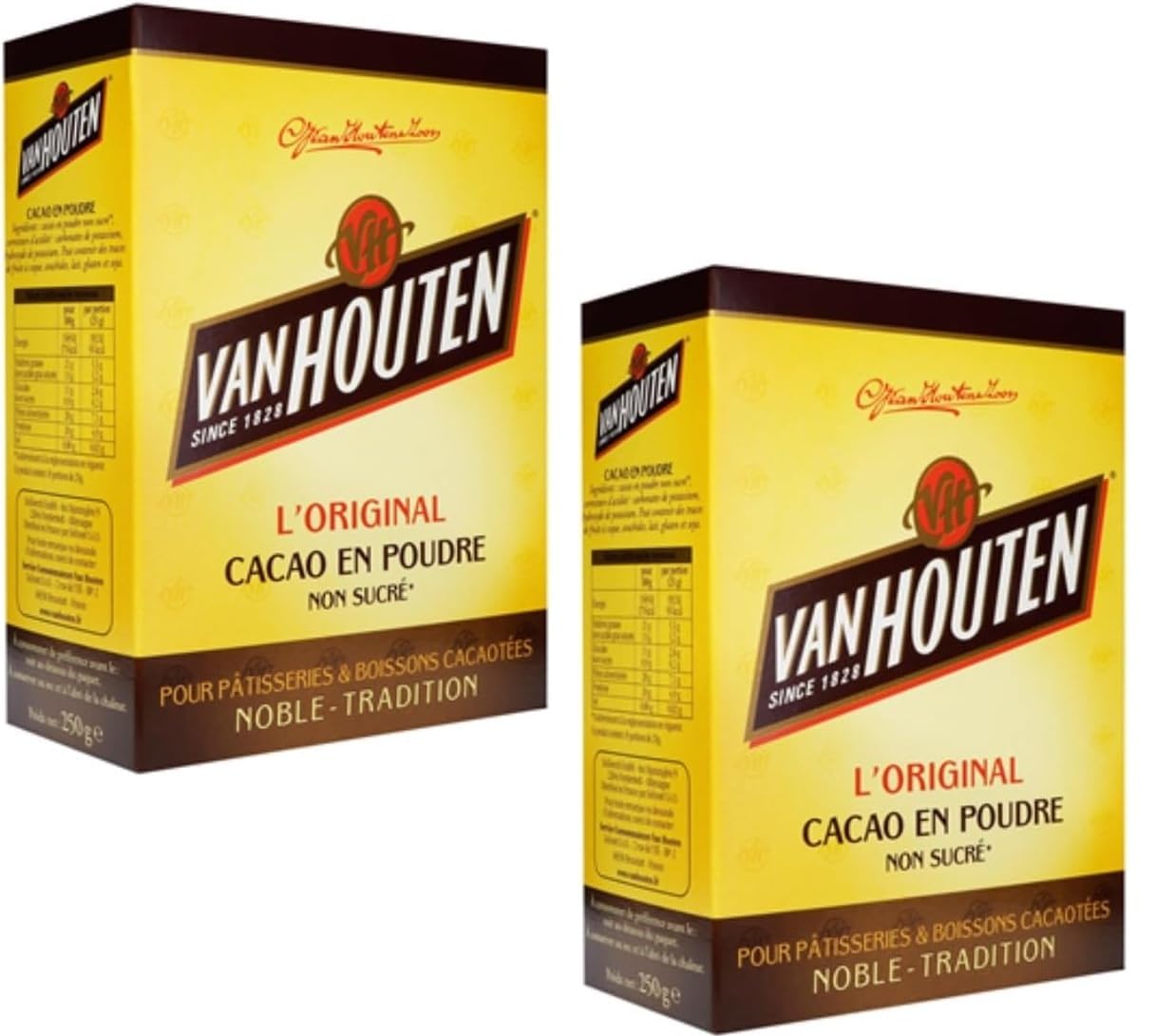 Cacao Brut Non Sucré Van Houten - L'Étui 250 g - Lot de 2