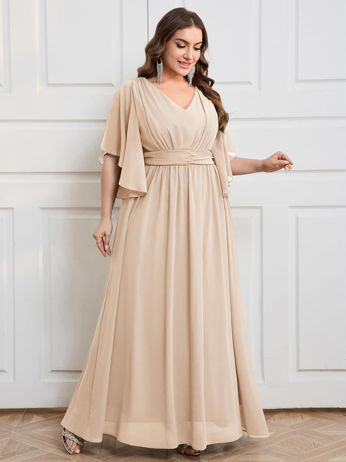 Plus Size Elegant Formal Chiffon Dress A Line Maxi Bridesmaid Mother of The Bride Gala Evening Wedding Guest Prom Gown